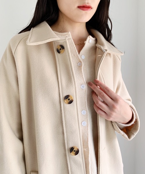 CLEA（クレア）の「ステンカラーロングコート（チェスターコート・レディース・アイボリー/ブラック・FREE）」の9枚目の写真