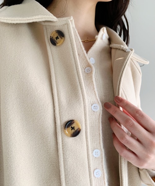 CLEA（クレア）の「ステンカラーロングコート（チェスターコート・レディース・アイボリー/ブラック・FREE）」の8枚目の写真