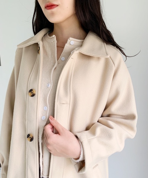 CLEA（クレア）の「ステンカラーロングコート（チェスターコート・レディース・アイボリー/ブラック・FREE）」の10枚目の写真