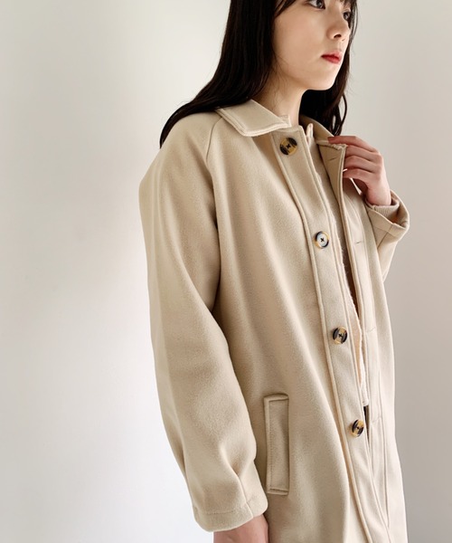 CLEA（クレア）の「ステンカラーロングコート（チェスターコート・レディース・アイボリー/ブラック・FREE）」の6枚目の写真