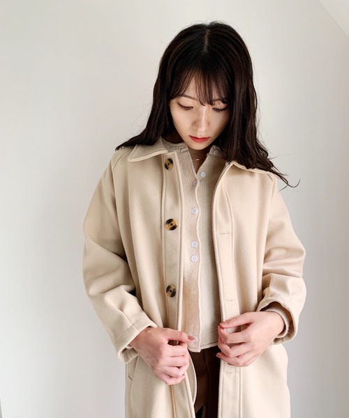 CLEA（クレア）の「ステンカラーロングコート（チェスターコート・レディース・アイボリー/ブラック・FREE）」の3枚目の写真