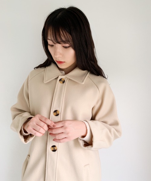 CLEA（クレア）の「ステンカラーロングコート（チェスターコート・レディース・アイボリー/ブラック・FREE）」の12枚目の写真