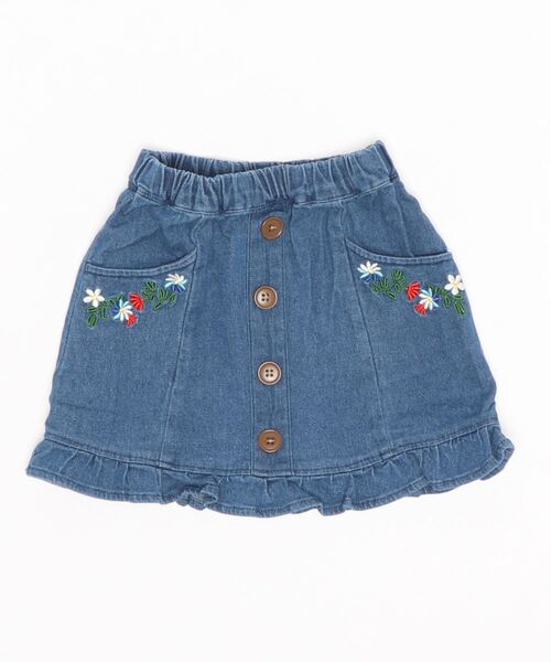 Moujonjon(ムージョンジョン)の「素材込裾フリルスカート(スカート・キッズ・ブルー/レッド/イエロー・120/100/130/90/110/140/95)」の2枚目の写真