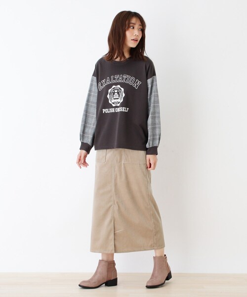 Cutie Blonde（キューティーブロンド）の「◆【S-L】コーデュロイベイカースカート（スカート・レディース・ライトブルー/ブラック/サンドベージュ・01/02/03）」の9枚目の写真