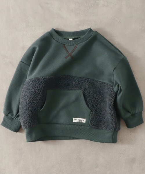 BREEZE by yumi.(ブリーズバイユミ)の「WEB限定 ボア切り替えトレーナー【BREEZE by yumi.】(スウェット・キッズ・ブラウン/ネイビー/カーキ/ベージュ・120/100/130/110/140/80/90)」の4枚目の写真