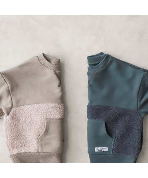 BREEZE by yumi.(ブリーズバイユミ)の「WEB限定 ボア切り替えトレーナー【BREEZE by yumi.】(スウェット・キッズ・ブラウン/ネイビー/カーキ/ベージュ・120/100/130/110/140/80/90)」の12枚目の写真