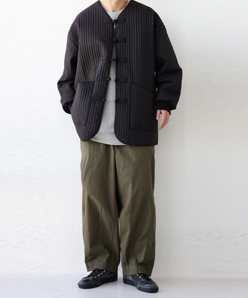 antiqua(アンティカ)の「キルティングチャイナジャケット(ノーカラージャケット・メンズ・ブラック/カーキ・FREE)」の10枚目の写真