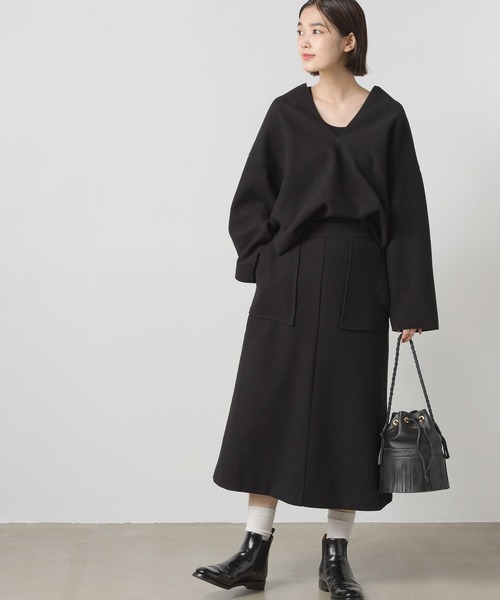 OMNES Supremo（オムネス　スプレモ）の「圧縮ジャージAラインスカート（スカート・レディース・ブラック/ベージュ/ブラウン・FREE）」の9枚目の写真