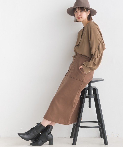 OMNES Supremo（オムネス　スプレモ）の「圧縮ジャージAラインスカート（スカート・レディース・ブラック/ベージュ/ブラウン・FREE）」の13枚目の写真