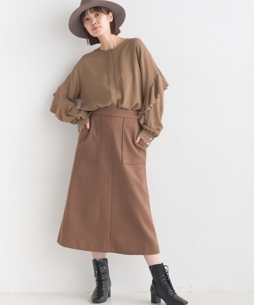 OMNES Supremo（オムネス　スプレモ）の「圧縮ジャージAラインスカート（スカート・レディース・ブラック/ベージュ/ブラウン・FREE）」の14枚目の写真