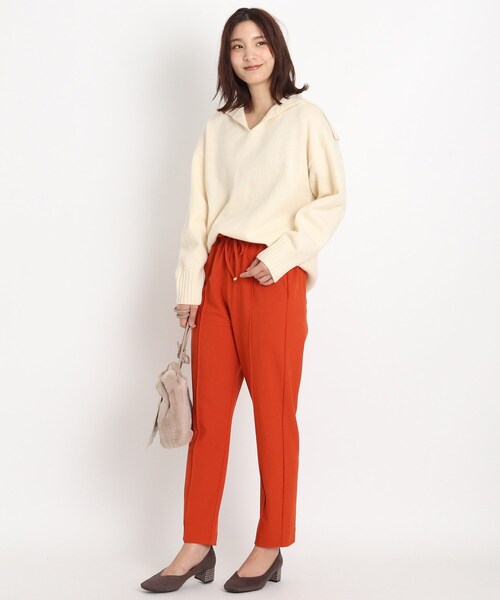 grove(グローブ)の「◆【S-3L】カットジョーゼットジョガーパンツ(その他パンツ・レディース・ダークオレンジ/ベージュ/ブラック・01/04/02/05/03)」の5枚目の写真