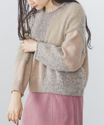 BEAMS HEART | BEAMS HEART / 異素材 パッチワークニット(ニット/セーター)