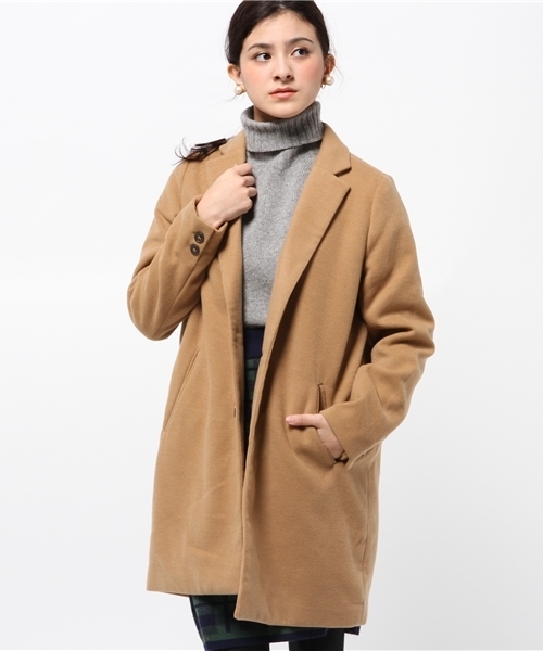 DISCOAT（ディスコート）の「【Discoat】フェイクウールチェスターコート（チェスターコート・レディース・キャメル/ネイビー・MEDIUM/LARGE）」の13枚目の写真