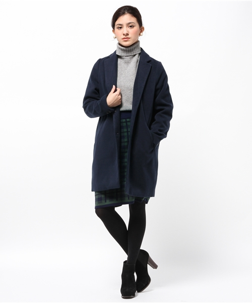 DISCOAT（ディスコート）の「【Discoat】フェイクウールチェスターコート（チェスターコート・レディース・キャメル/ネイビー・MEDIUM/LARGE）」の6枚目の写真