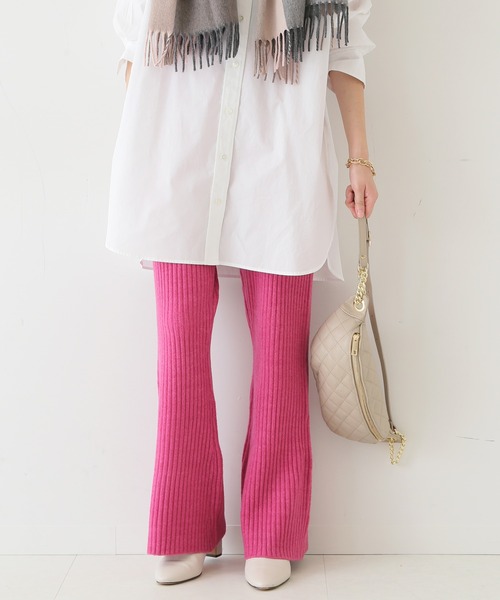 SLOBE IENA（スローブイエナ）の「エアリーリブニットパンツ【ウエストゴム/手洗い可能】◆（その他パンツ・レディース・ブラウン/グレー/ピンク・38/36）」の3枚目の写真