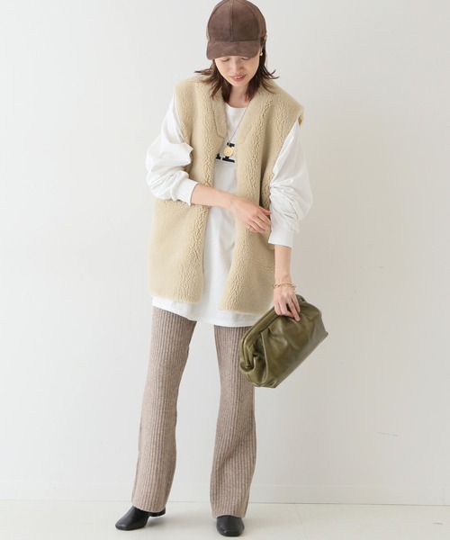 SLOBE IENA（スローブイエナ）の「エアリーリブニットパンツ【ウエストゴム/手洗い可能】◆（その他パンツ・レディース・ブラウン/グレー/ピンク・38/36）」の14枚目の写真