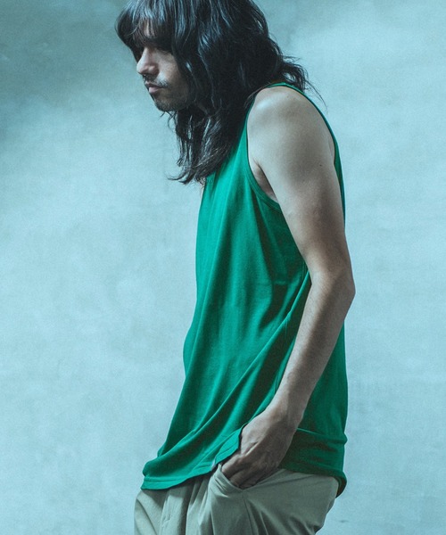ANGENEHM(アンゲネーム)の「mta469- Long Length Tank top (MADE IN JAPAN) タンクトップ(タンクトップ・メンズ・ホワイト/ブラック/ブルー/グリーン・M/L)」の17枚目の写真
