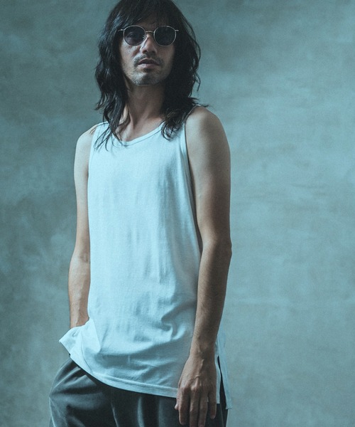 ANGENEHM(アンゲネーム)の「mta469- Long Length Tank top (MADE IN JAPAN) タンクトップ(タンクトップ・メンズ・ホワイト/ブラック/ブルー/グリーン・M/L)」の14枚目の写真