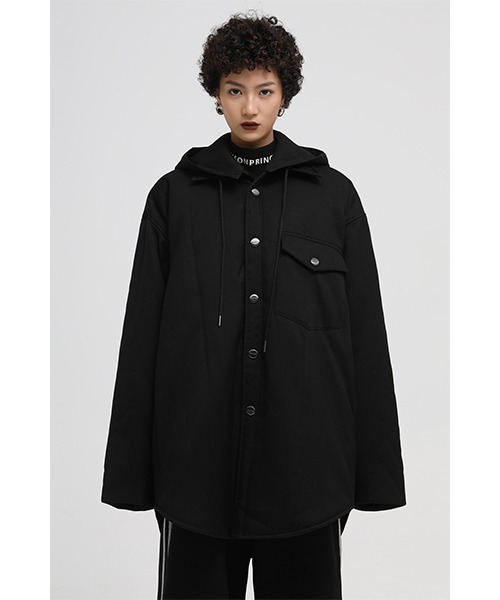 MASONPRINCE(メイソンプリンス)の「【MASONPRINCE】Oversized hooded shirt blouson MF4023(その他アウター・メンズ・ブラウン/グレー/ブラック・S/L/M)」の2枚目の写真