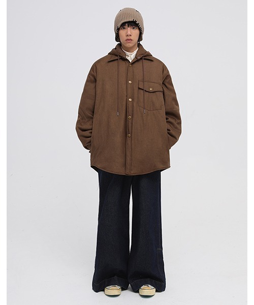 MASONPRINCE(メイソンプリンス)の「【MASONPRINCE】Oversized hooded shirt blouson MF4023(その他アウター・メンズ・ブラウン/グレー/ブラック・S/L/M)」の4枚目の写真
