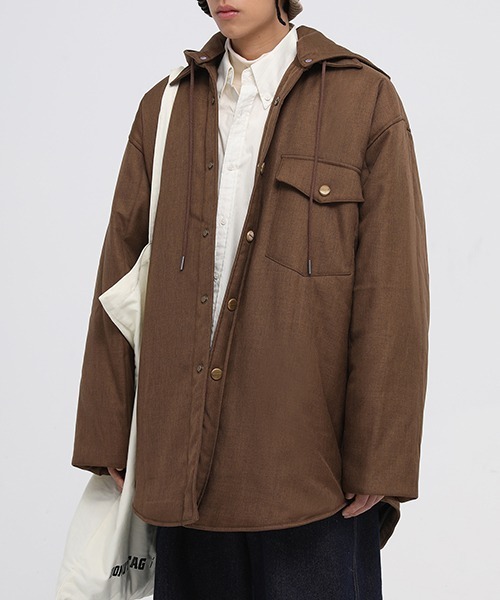 MASONPRINCE(メイソンプリンス)の「【MASONPRINCE】Oversized hooded shirt blouson MF4023(その他アウター・メンズ・ブラウン/グレー/ブラック・S/L/M)」の6枚目の写真