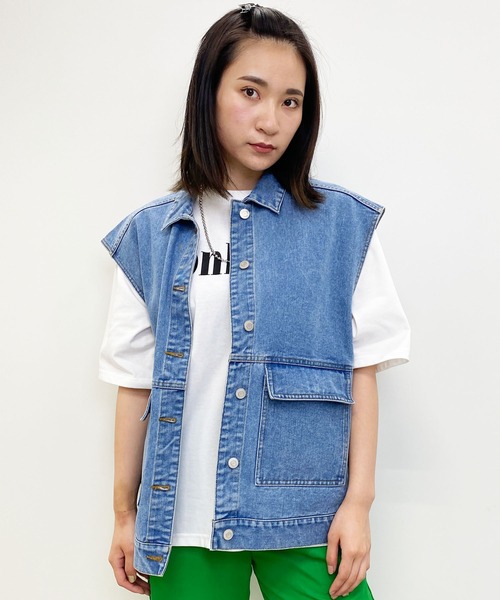 MLI'A（エムリア）の「デニム/ベスト（その他アウター・レディース・ブルー系8/インディゴブルー・M）」の2枚目の写真