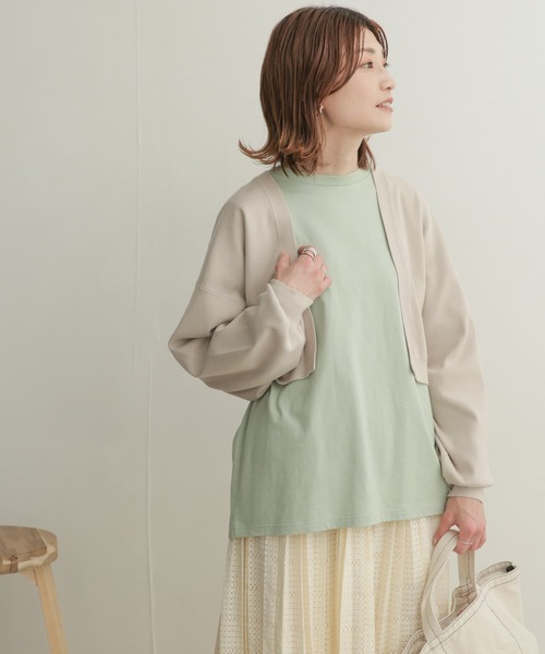 URBAN RESEARCH DOORS(アーバンリサーチドアーズ)の「ボリュームスリーブボレロカーディガン(カーディガン/ボレロ・レディース・ベージュ/グリーン・1)」の12枚目の写真