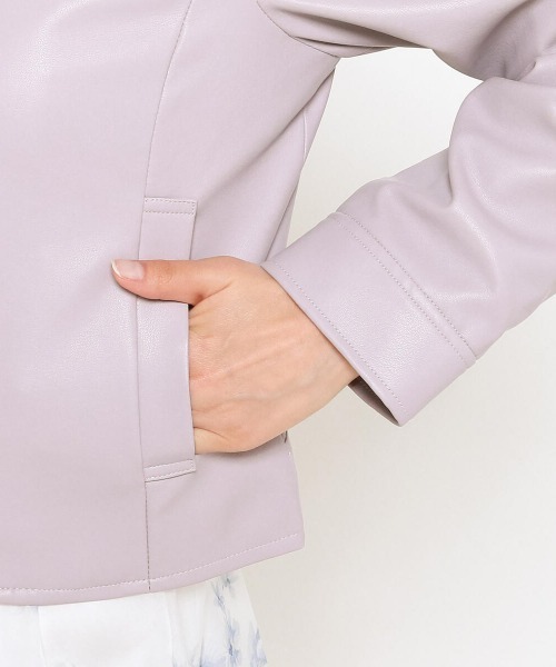 MISCH MASCH（ミッシュマッシュ）の「フェイクレザージャケット（ライダースジャケット・レディース・ピンク/ブラック・MEDIUM）」の11枚目の写真