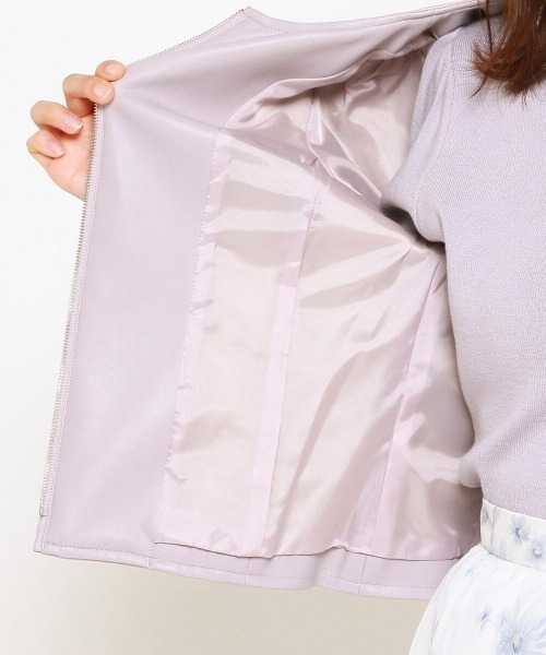 MISCH MASCH（ミッシュマッシュ）の「フェイクレザージャケット（ライダースジャケット・レディース・ピンク/ブラック・MEDIUM）」の13枚目の写真