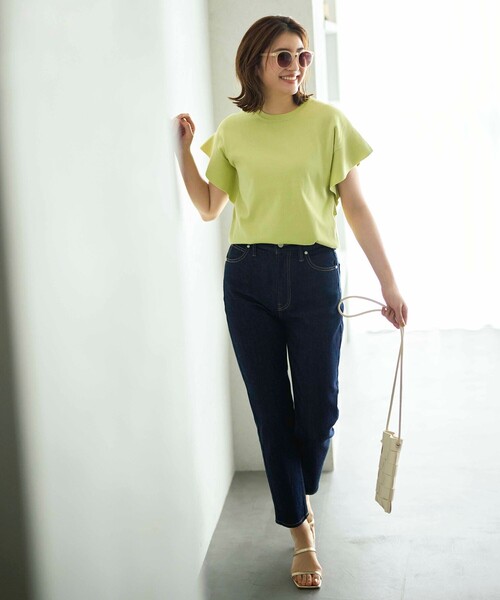 OPAQUE.CLIP(オペークドットクリップ)の「◆リサイクルコットンデニム201TPD(デニムパンツ・レディース・アイボリー/ナチュラル/ネイビー/ダークネイビー・40/36/38/34/42)」の4枚目の写真