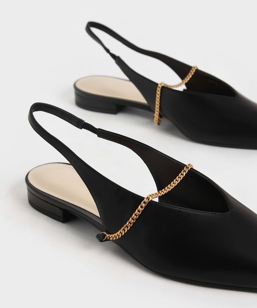CHARLES & KEITH(チャールズ & キース)の「チェーンリンクスリングバック バレリーナフラット / Chain-Link Slingback Ballerina Flats(バレエシューズ・レディース・ブラック/オフホワイト・23cm/23.5cm/24.5cm/25cm/25.5cm/22.5cm)」の15枚目の写真