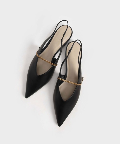 CHARLES & KEITH(チャールズ & キース)の「チェーンリンクスリングバック バレリーナフラット / Chain-Link Slingback Ballerina Flats(バレエシューズ・レディース・ブラック/オフホワイト・23cm/23.5cm/24.5cm/25cm/25.5cm/22.5cm)」の16枚目の写真