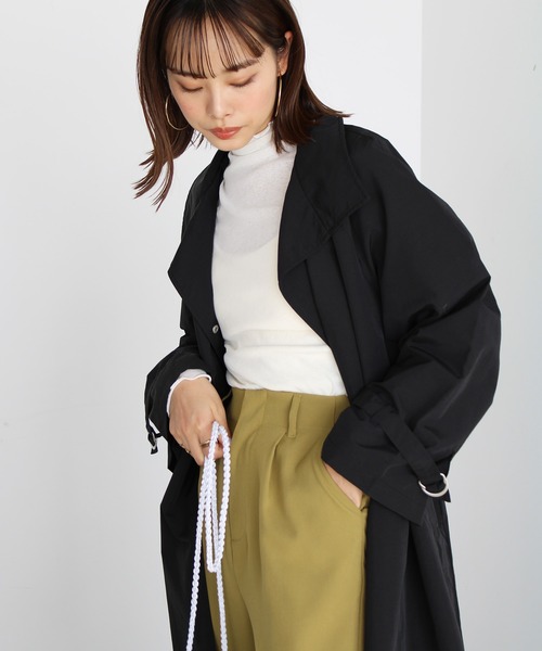 GeeRA(ジーラ)の「スタンドカラースプリングコート(トレンチコート・レディース・ブラック/アイボリー/ライトカーキ・MEDIUM)」の14枚目の写真