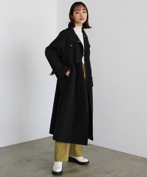 GeeRA(ジーラ)の「スタンドカラースプリングコート(トレンチコート・レディース・ブラック/アイボリー/ライトカーキ・MEDIUM)」の16枚目の写真