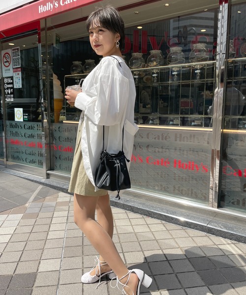 StyleSea（スタイルシー）の「コットンリネンツータックハーフパンツ（その他パンツ・レディース・ホワイト/オリーブ・MEDIUM）」の7枚目の写真