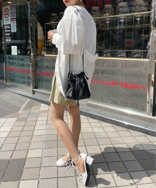 StyleSea（スタイルシー）の「コットンリネンツータックハーフパンツ（その他パンツ・レディース・ホワイト/オリーブ・MEDIUM）」の3枚目の写真