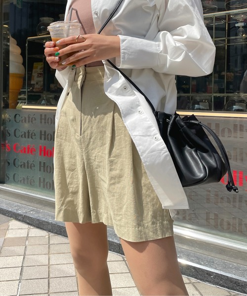 StyleSea（スタイルシー）の「コットンリネンツータックハーフパンツ（その他パンツ・レディース・ホワイト/オリーブ・MEDIUM）」の19枚目の写真