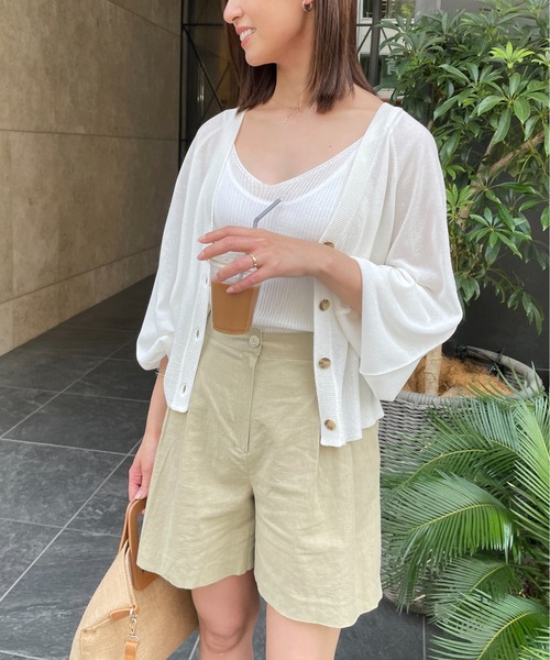 StyleSea（スタイルシー）の「コットンリネンツータックハーフパンツ（その他パンツ・レディース・ホワイト/オリーブ・MEDIUM）」の21枚目の写真