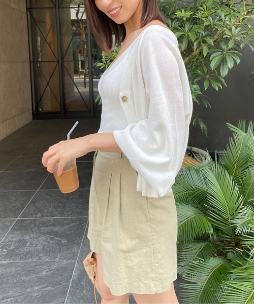 StyleSea（スタイルシー）の「コットンリネンツータックハーフパンツ（その他パンツ・レディース・ホワイト/オリーブ・MEDIUM）」の22枚目の写真