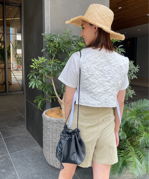 StyleSea（スタイルシー）の「コットンリネンツータックハーフパンツ（その他パンツ・レディース・ホワイト/オリーブ・MEDIUM）」の18枚目の写真