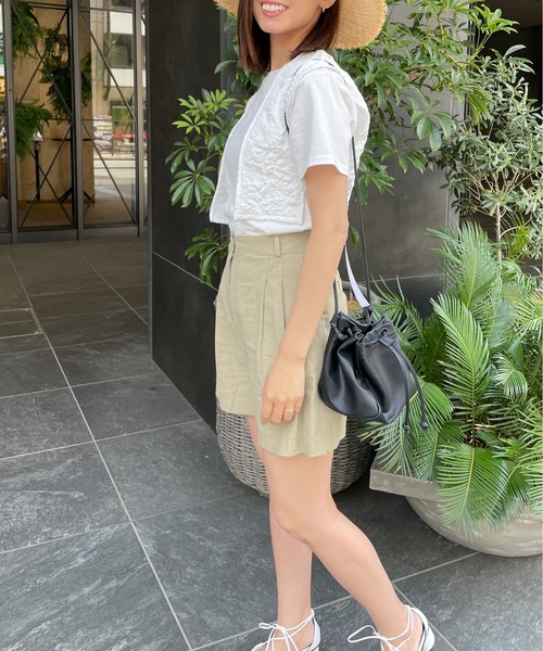 StyleSea（スタイルシー）の「コットンリネンツータックハーフパンツ（その他パンツ・レディース・ホワイト/オリーブ・MEDIUM）」の17枚目の写真