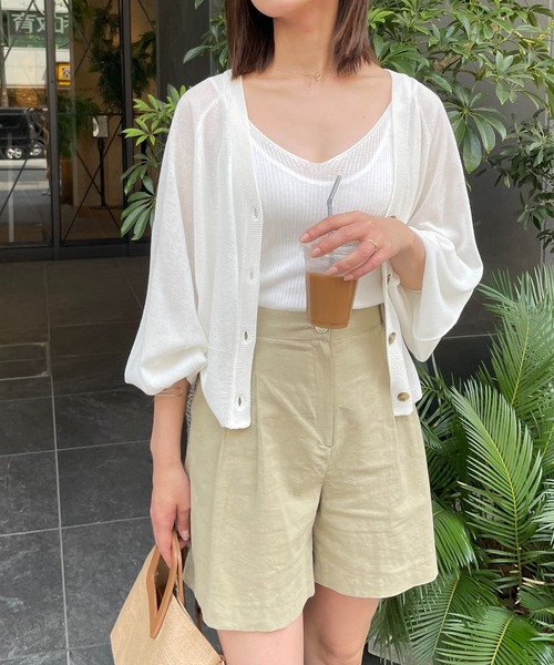 StyleSea（スタイルシー）の「コットンリネンツータックハーフパンツ（その他パンツ・レディース・ホワイト/オリーブ・MEDIUM）」の20枚目の写真