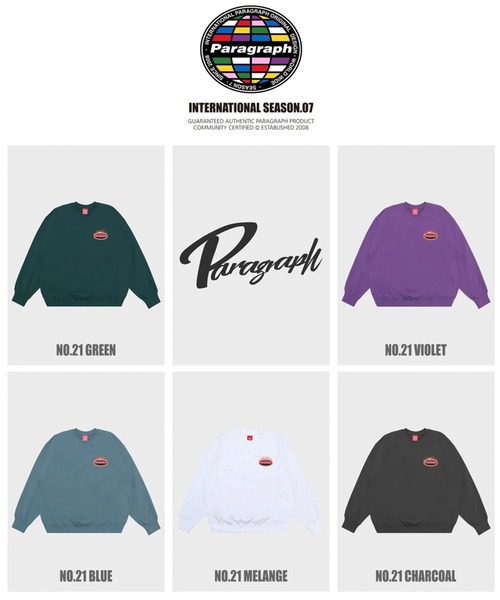 Paragraph(パラグラフ)の「【Paragraph/パラグラフ】バーニングロゴ スウェットシャツ/№21/22SS(スウェット・メンズ・チャコールグレー/ライトグレー/ダークグリーン/ブルー/バイオレット・フリ-)」の13枚目の写真