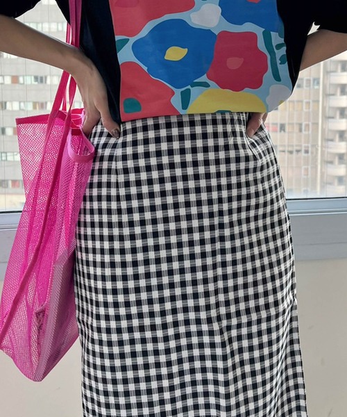 lala Born（ララボーン）の「チェックストレートスカート（スカート・レディース・ブラック/ベージュ・FREE）」の9枚目の写真