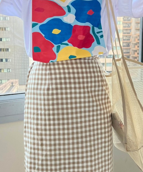 lala Born（ララボーン）の「チェックストレートスカート（スカート・レディース・ブラック/ベージュ・FREE）」の3枚目の写真