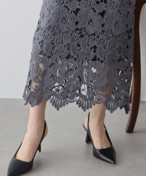 BLUEEAST（ブルーイースト）の「フラワーレースタイトスカート（スカート・レディース・ブラック/ブルー/アイボリー/チャコールグレー/カーキ/モカ/ホワイト/ベージュ/ピンク/ネイビー/ピンクベージュ・MEDIUM/LARGE）」の18枚目の写真