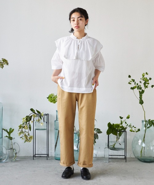 Libra Cue(リブラ キュー)の「”ベーシックチノパンツ” すっきりシルエットの定番チノボトム、トップスを選ばずオールシーズン着用可(チノパンツ・レディース・ベージュ/ネイビー・FREE)」の8枚目の写真