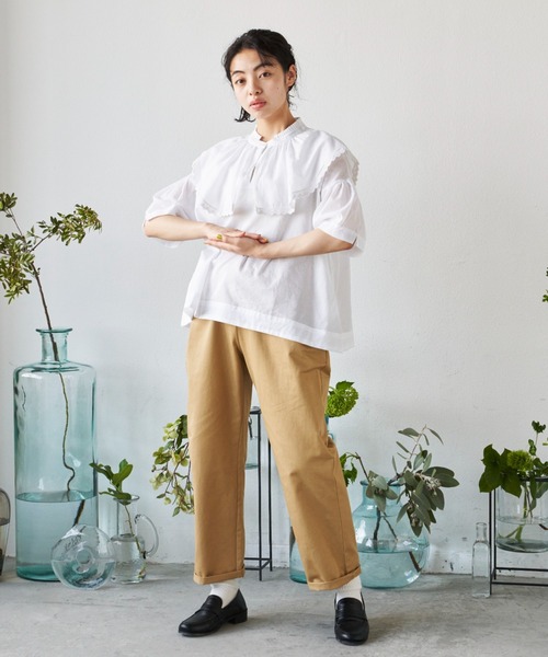 Libra Cue(リブラ キュー)の「”ベーシックチノパンツ” すっきりシルエットの定番チノボトム、トップスを選ばずオールシーズン着用可(チノパンツ・レディース・ベージュ/ネイビー・FREE)」の10枚目の写真