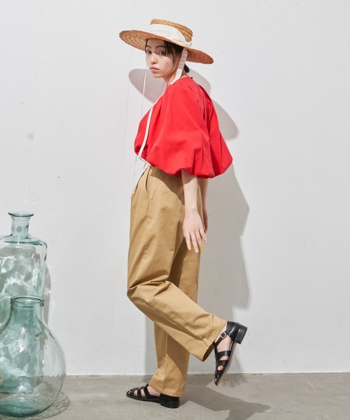 Libra Cue(リブラ キュー)の「”ベーシックチノパンツ” すっきりシルエットの定番チノボトム、トップスを選ばずオールシーズン着用可(チノパンツ・レディース・ベージュ/ネイビー・FREE)」の18枚目の写真