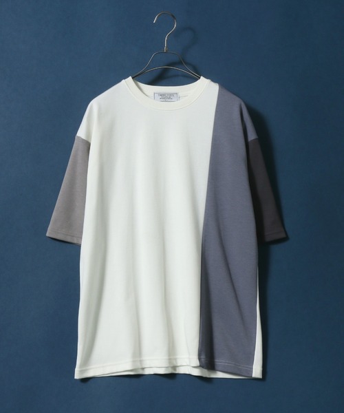 ANPAS(アンパス)の「Cardboard Knit Color Switching Design T-shirt/ダンボールニット 切り替え Tシャツ(Tシャツ/カットソー・メンズ・ホワイト系その他2/ベージュ系その他/ブラック系その他2/ブルー系その他/ホワイト系その他/ブラック系その他・L/LL/M)」の3枚目の写真